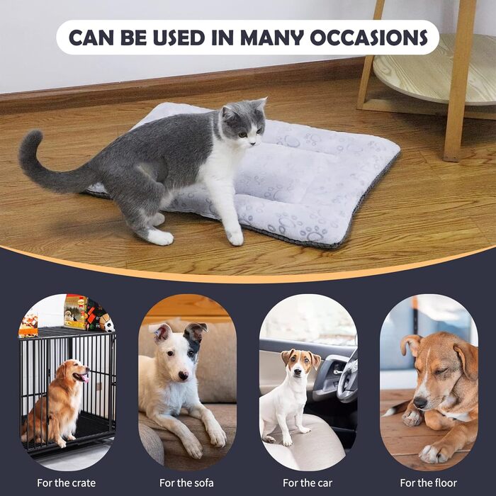 IEUUMLER Dog Bed Washable Dog Mat, Fluffy Soft and Warm Dog Blanket for Travel, Cat Cushion for Large and Small Dogs or Cats FC014 (Gray, 106 * 71cm)