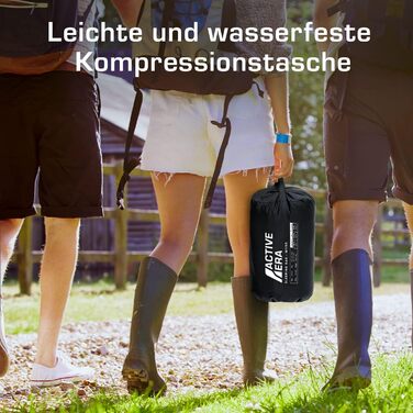 Сплячий мішок Active Era Mumienschlafsack – зимовий та літній, водонепроникний, захист від вітру, ультралегкий, температурний режим -10°C до 10°C, компактний, для кемпінгу, чорний