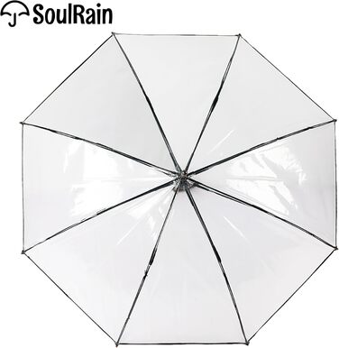 SoulRain Парасолька з класичною дерев'яною ручкою, автоматичне відкриття, вітростійка, прозора, незламна, 121.9 см