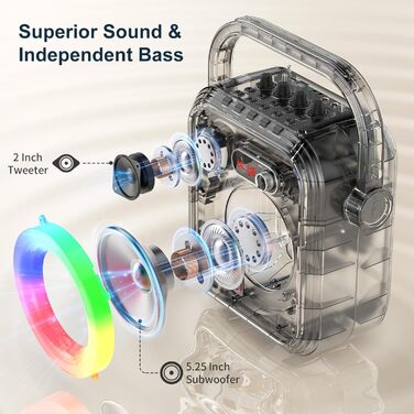 Караоке машина JYX з 2 бездротовими мікрофонами, портативна Bluetooth колонка з RGB-підсвічуванням, підтримка TF/USB, AUX, FM, запис, TWS, караоке система для вечірок, PA-система для дорослих/дітей