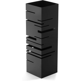 Versa Stripes Modern Umbrella Stand - Metal, Black - Entryway, Hallway, Room Organizer