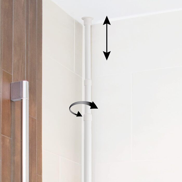 Bremermann Telescope Corner Shelf, 4 Baskets, Telescope Rod up to approx. 290 cm (White)