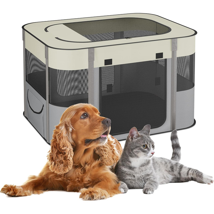 Вольєр для цуценят Relaxdays: розкладний, 43x71x55 см, для дому та вулиці, переносна конструкція, оксфордська тканина, багато кольорів