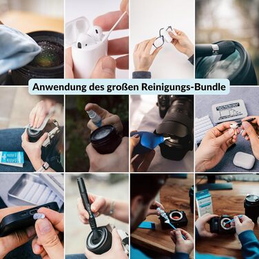 Набір для чищення камери LENS-AID 8-в-1: для об'єктивів, камер повного формату та APS-C. З рідким очищувачем, мікрофіброю, стайками, серветками, стиком, повітряним насосом та іншим.