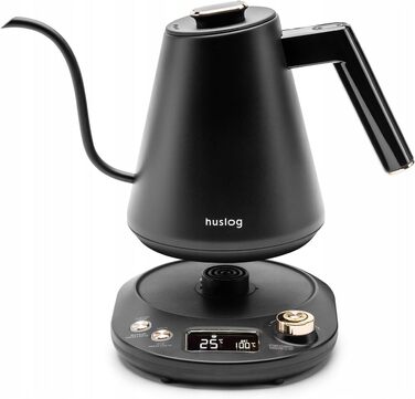 Huslog Electric Gooseneck Kettle with Temperature Control - 1 Liter, Black