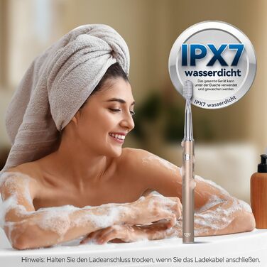 Електрична звукова зубна щітка JTF з очищувачем язика, 8 насадок, 5 режимів, функція пам'яті, таймер 2 хв, водонепроникність IPX7, перезаряджається, швидка зарядка (3 години), для дорослих (блакитний) (Rosegold)