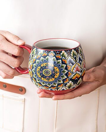 Набір чашок з порцеляни, керамічні чашки капучино/кружки - 600 мл, посуд для 6 осіб, набір чашок для кави - богемний стиль