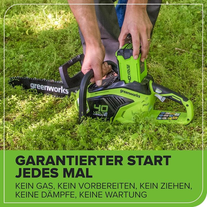 Акумуляторна ланцюгова пила Greenworks G40CS30II 40V, шина 30 см (12