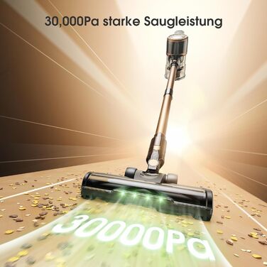Бездротовий пилосос P2 Akku Sauger Stabstaubsauger: потужний, для тварин, килимів, твердих підлог, з антизаплутувальною щіткою та зеленим підсвічуванням