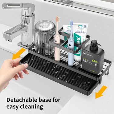 Bathroom Toothbrush Holder, 5 Slots, Carbon Steel, Toothbrush Holder, Electric Toothbrush and Toothpaste, Bathroom Accessories for Countertop, Shower, (White/Opulent Garden)
