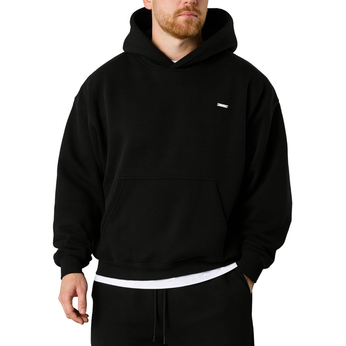 SMILODOX Худі Dawson для чоловіків - Оверсайз толстовка з капюшоном - З довгим рукавом, Ідеально для спорту, стилю вулиці та повсякденного носіння, Зручна та універсальна, Чорний колір