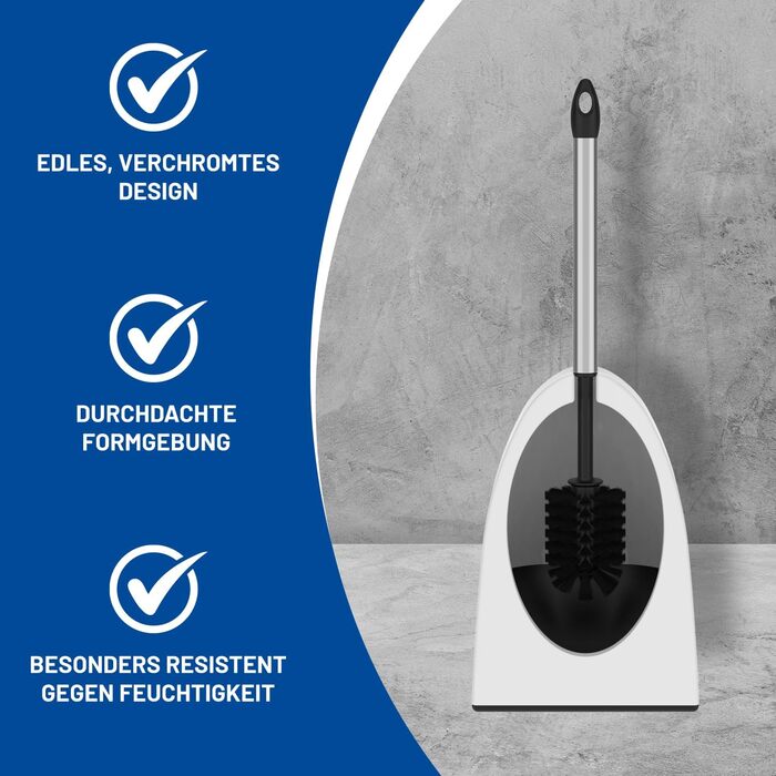 Набір для туалету Rival Recycling з щіткою для чищення країв – ергономічна щітка для унітазу з перероблених матеріалів для швидкого та ретельного прибирання – щітка для унітазу з тримачем (білий, ергономічна)