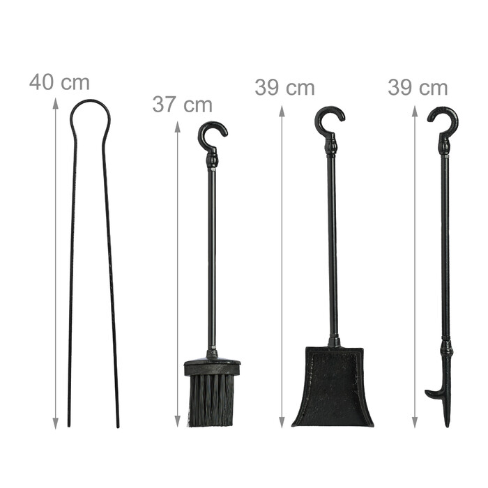 Relaxdays 5-Piece Fireplace Tool Set, Cast Iron