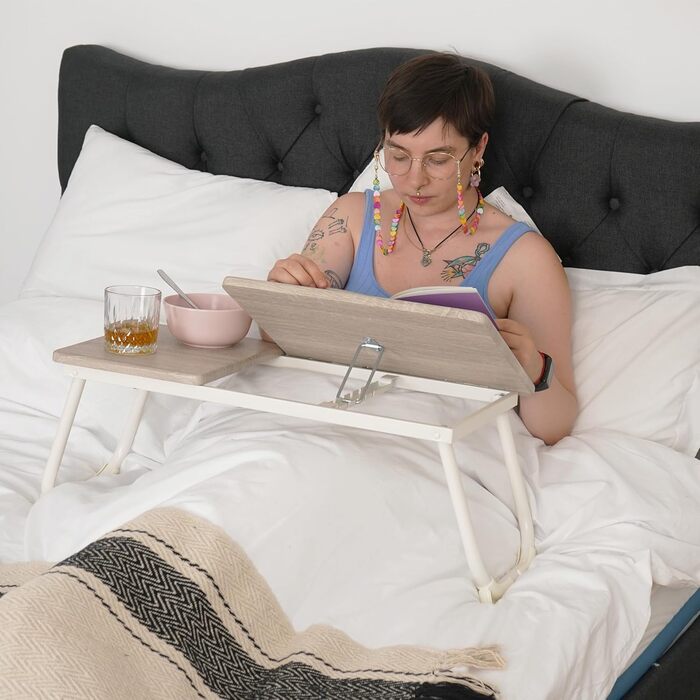 Столик для ліжка Cosy: регульований, зкладний, для ноутбука, читання, роботи. Білий