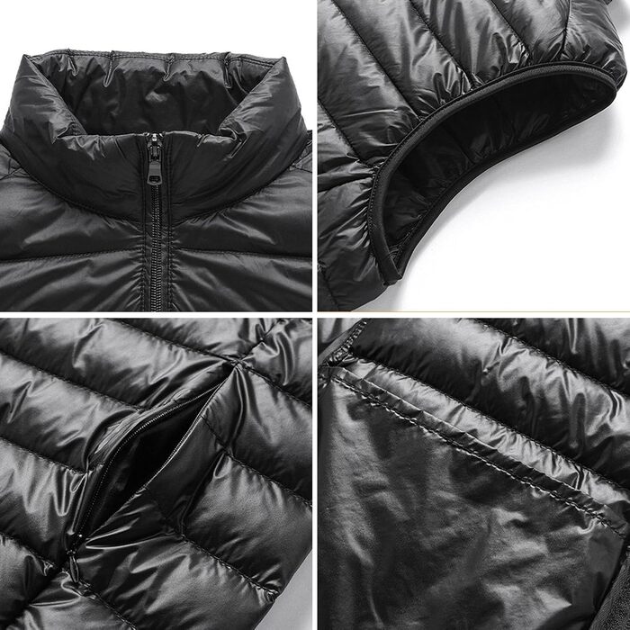 Чоловіча пухова жилетка, базова модель, на блискавці, без рукавів, легка, компактна, для зими, Outdoor, чорна L