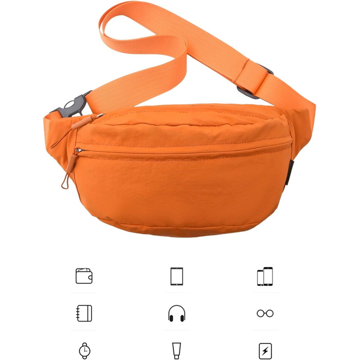 Поясна сумка чоловіча/жіноча водонепроникна для подорожей, фестивалів, спорту та прогулянок з собакою (Помаранчевий)