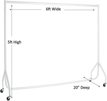 The Shopfitting Shop Clothes Rack 1.83 m long x 1.54 m high, robust, 32-mm steel pipe, White