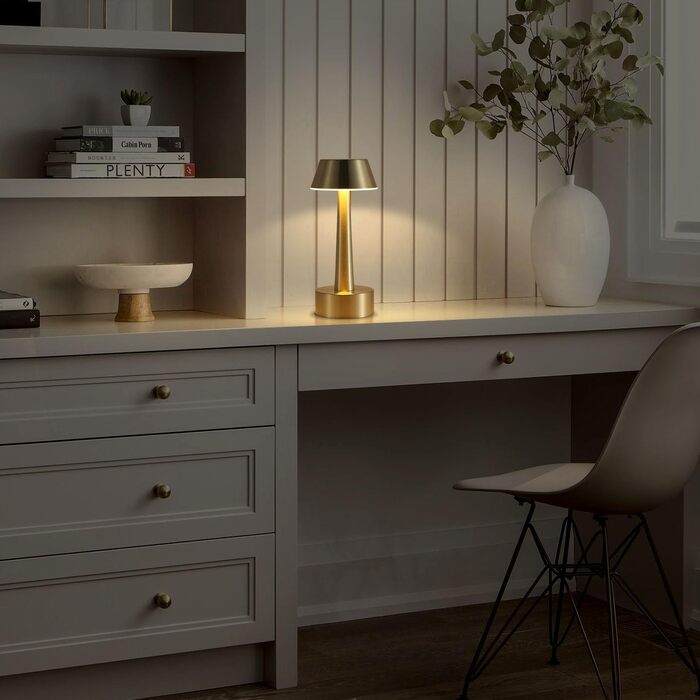 Бездротова LED-лампа OCEST, USB, настільна, акумуляторна, 3 кольори, диммування, для дому та саду (2 шт., золото)