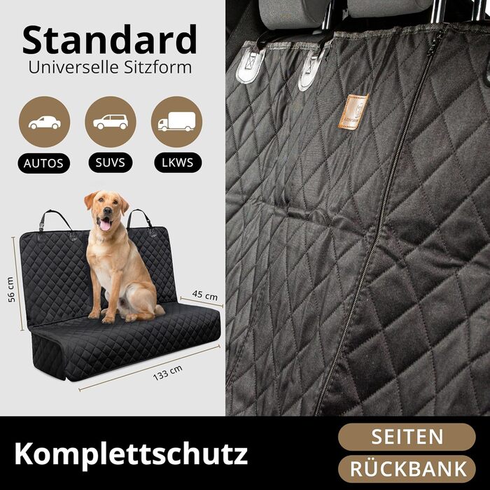 Захисний чохол на сидіння автомобіля для собак AMZPET (122 см) – Водостійкий, антиковзний та стійкий до подряпин – Міцний – 56 x 45 x 122 см. Підходить для маленьких автомобілів (купе або хетчбек). Універсальний, сумісний з Isofix