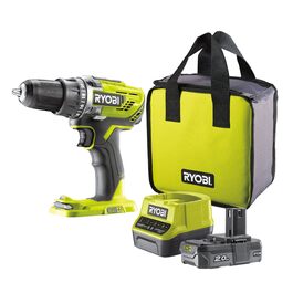 RYOBI 18V ONE+ акумуляторний дриль-шуруповерт комплект R18DD3-120S, включає акумулятор 18V 2.0Ah Lithium+, зарядний пристрій, кейс для інструменту