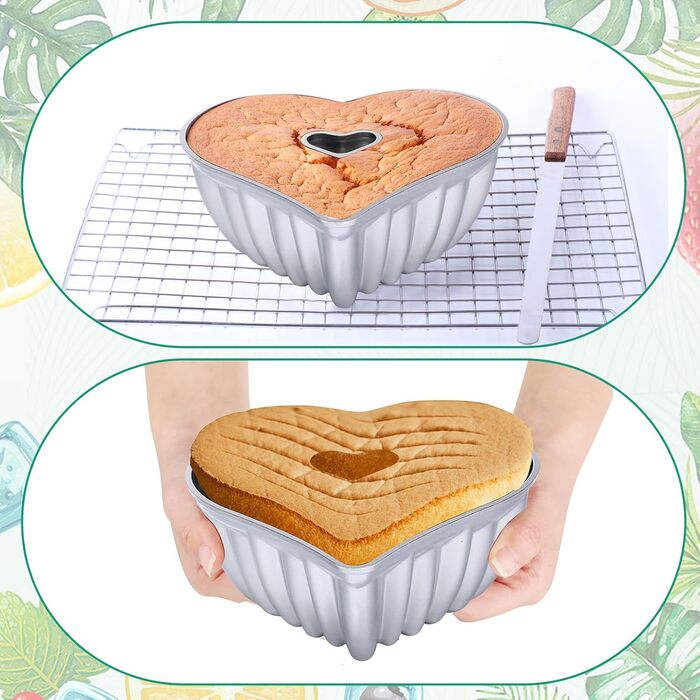 Форми для випічки Layhit 2 шт. Серцеподібні форми для тортів, 25.4 см, алюміній, антипригарне покриття, для свят та сімейних посиденьок