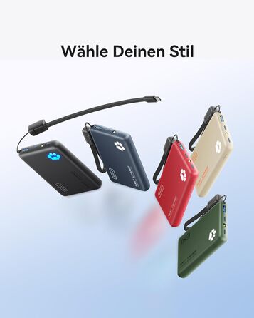 Power Bank INIU 10000mAh 45W USB-C PD3.0 з ліхтариком, бежевий - Зовнішній акумулятор для iPhone, Samsung, iPad