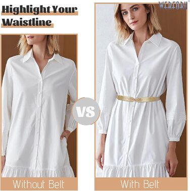 Жіночий еластичний пояс WERFORU Vintage Широкий пояс для сукні, еластичний цинч-пояс, чорний+білий+коричневий+бежевий (чорний+білий+коричневий+золотий), обхват талії 82-99 см