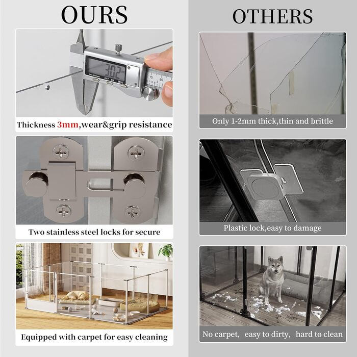 Кія для собак BingoPaw: вольєр для цуценят та собак, 8 елементів, 60 см, XXL, з дверцятами та водовідштовхувальним дном (180x120x61 см)