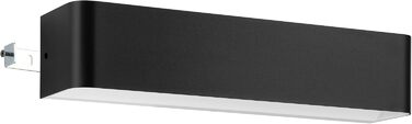 EGLO LED Wall Lamp Sania 5, 1-light wall lamp modern, minimalist, wall lighting made of metal in white, plastic in satin finish, LED bathroom lamp warm white, L, IP44 (36.5 cm, Black)