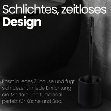 Набір для туалету Cleangang®: щітка для унітазу з тримачем, чорний силікон, швидке висихання, сучасний дизайн