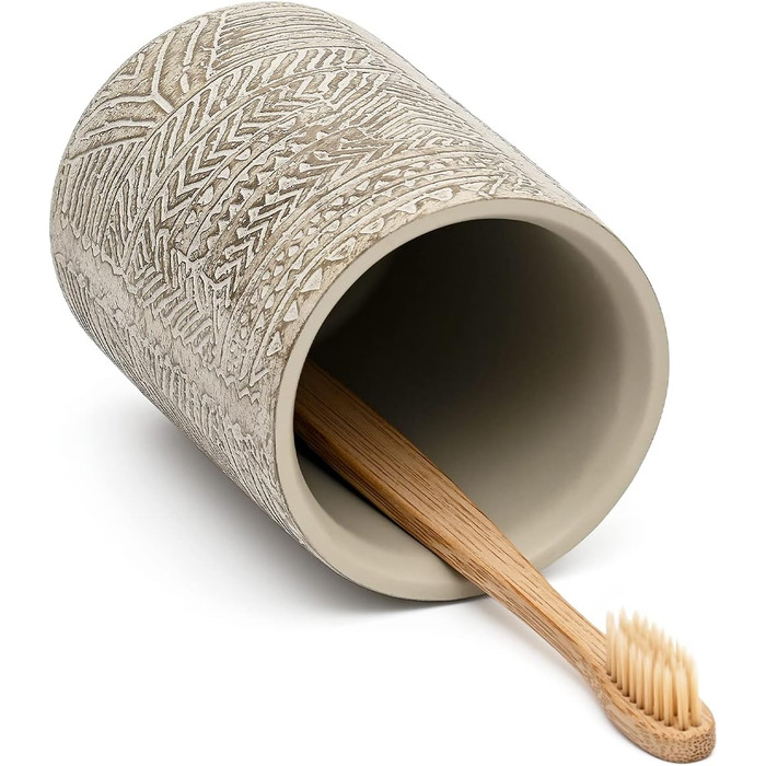 Набір аксесуарів для ванної кімнати Creativefine з дерева, 3 шт: дозатор мила, мильниця, тримач для зубних щіток (ретро-рельєфний візерунок)