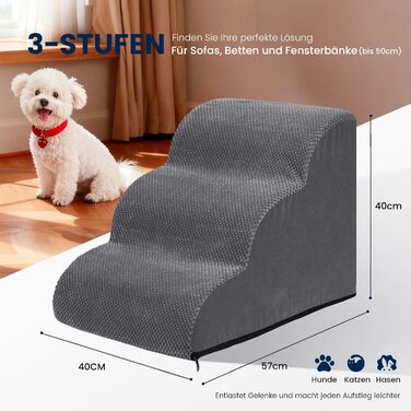 Сходинки для собак Mora Pets: зручні та безпечні для маленьких собак, 3 сходинки, 40 см, знімний, водостійкий чохол