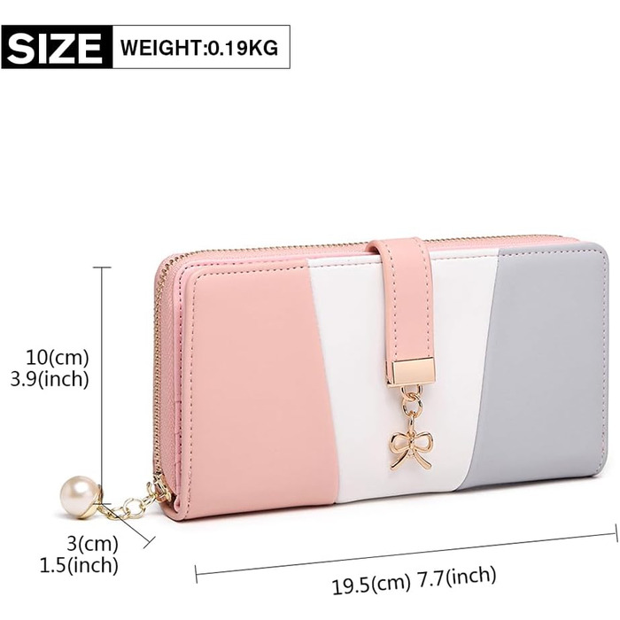 Сумка жіноча Miss Lulu середнього розміру з PU шкіри, рожево-сіра, з плечовим ременем для офісу, школи, подорожей та покупок