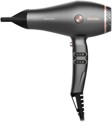 Фен Cecotec Bamba IoniCare Harmony, 2600W, регулювання температури та швидкості, технологія HairCare, іони, 1.8м, 2 насадки, холодний струмінь, сірий
