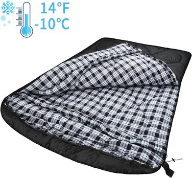 Спальний мішок Mcota Winter 0°C для 2 осіб, Queen-Size, бавовна, теплий та водонепроникний, для кемпінгу, риболовлі та полювання