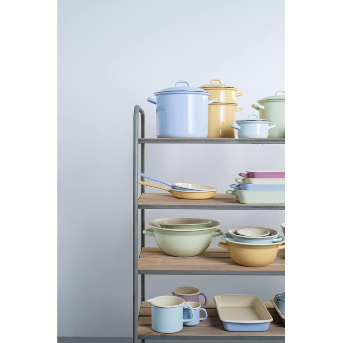 Riess, 0297-006, Weitling 32, CLASSIC - BUNT/PASTELL, Color Blue, Diameter 32 cm, Height 13.3 cm, Capacity 6 liters, Enamel, Bowl with 2 handles