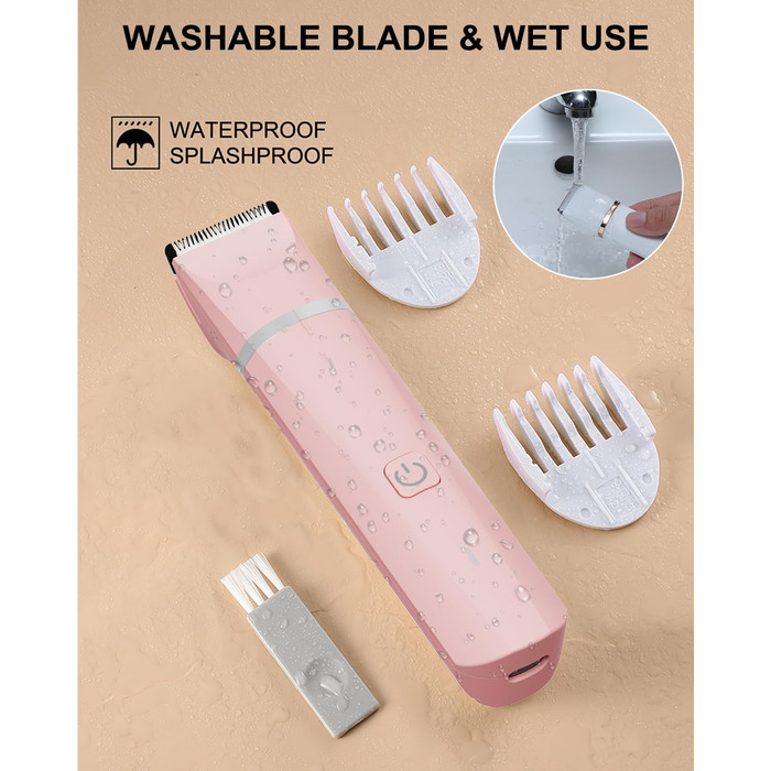 Електричний жіночий триммер для інтимної зони, рожевий. Бездротовий, водонепроникний для сухого та вологого гоління