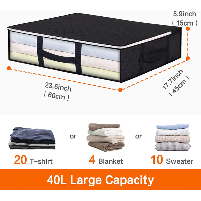 Органайзери для зберігання білизни Vieshful (4 шт.) 40L, складні, з прозорим вікном та посиленими ручками