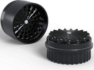 Toothless Herb Grinder Ø 63 mm | Nano-ceramic coated for effortless grinding | 5-piece with built-in storage container in the lid (Black)