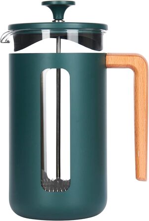 La Cafetière Pisa French Press, Stainless Steel, 8 Cups, Green, in Gift Box, Cream