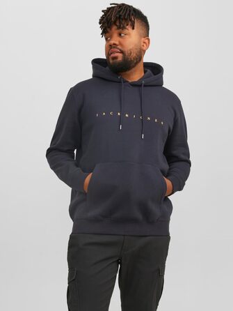 Чоловіча толстовка-худі Jack & Jones Jjestar Jj Sweat Hood Noos Pls, темно-синя, великий розмір 5XL