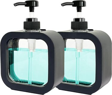 Набір дозаторів для мила та гелю для душу, 500 мл, чорний (2 шт.) - для кухні та ванної кімнати