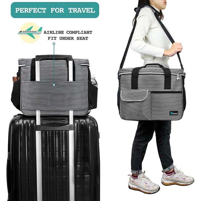 Сумка-органайзер для собак PetAmi: сумка для подорожей з мисками та аксесуарами, ідеальна для кемпінгу та прогулянок (середня)