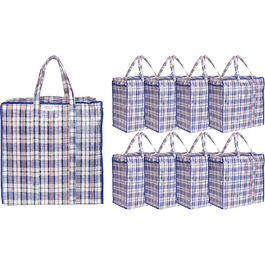 Josephine Osthoff Unisex Heavy-Duty Waterproof Storage Bags, Durable & Versatile, With Zipper for Moving & Shopping, 75L Capacity, Up to 20 kg Load Capacity, Black, Pack of 9 (9 Pieces Blue)