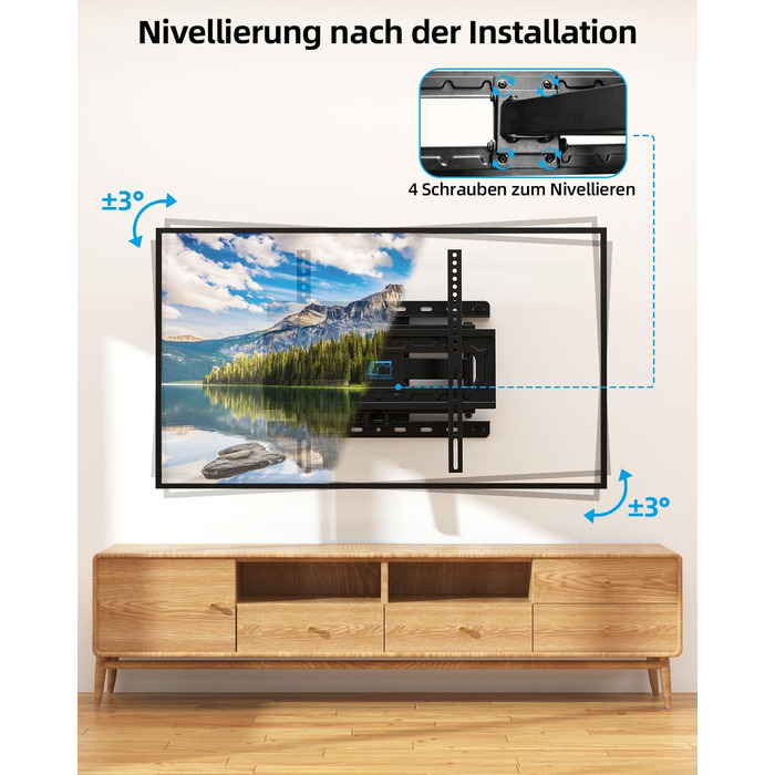 Кріплення для телевізора HOME VISION HV6401: поворотне та нахильне, для телевізорів 26-65 дюймів, універсальне, VESA 400x400, до 60 кг