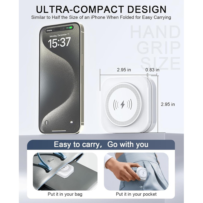 Зарядний пристрій MagSafe 5-в-1 з бездротовою зарядкою 15W для iPhone 17/16/15/14/13/12, AirPods 3/2/Pro (з адаптером 25W та кабелем USB-C 1м)