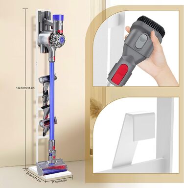 Підставка для пилососа OUTBROS сумісна з Dyson Gen5 V15s V15 V12 Slim V11 V10 V8 V7 V6, металева, без свердління, самостійна, біла