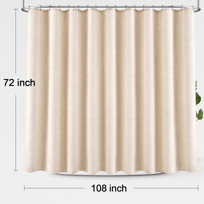 Завіса для душу Awellife з льону, стиль бохо, сільський дизайн, 183x183 см, кремовий колір