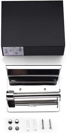 Тримач туалетного паперу Ibergrif з 2 способами монтажу, без свердління, з полицею, нержавіюча сталь (полірована)