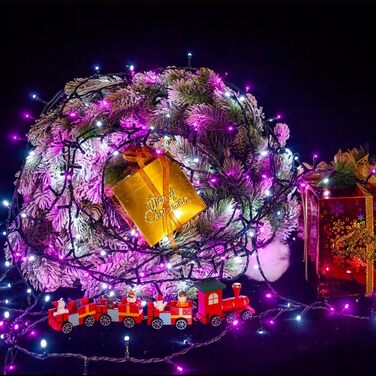 LED гірлянда WISD 13м, 200 LED, рожево-біла. Диммування, 12 режимів, таймер, EU штекер. Декоративне освітлення для дому, балкону, саду.